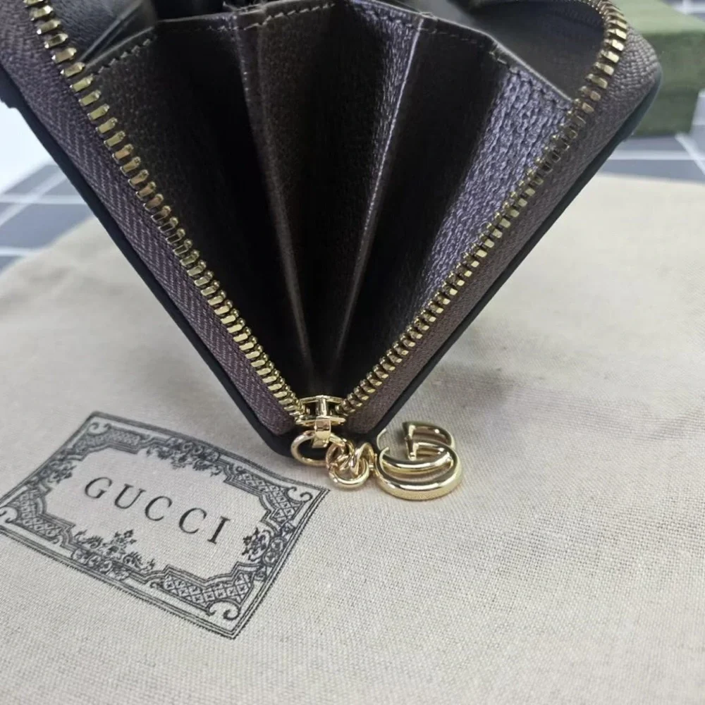 Gucci Ophidia GG Supreme Zip-Around Wallet with Classic Web Stripe
